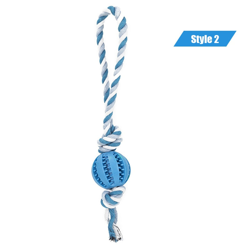 Dog Toys Treat Balls Interactive Hemp Rope Rubber Leaking Balls for Small Dogs Chewing Bite Resistant Toys Pet Tooth Cleaning