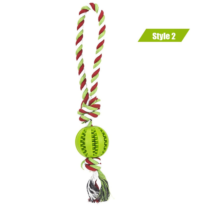 Dog Toys Treat Balls Interactive Hemp Rope Rubber Leaking Balls for Small Dogs Chewing Bite Resistant Toys Pet Tooth Cleaning