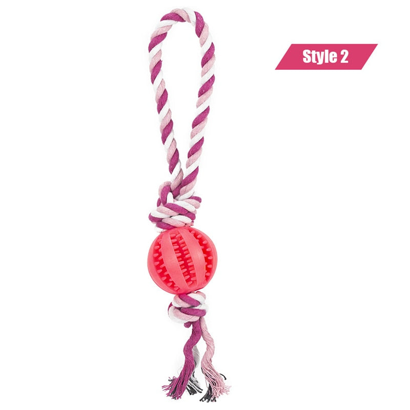 Dog Toys Treat Balls Interactive Hemp Rope Rubber Leaking Balls for Small Dogs Chewing Bite Resistant Toys Pet Tooth Cleaning