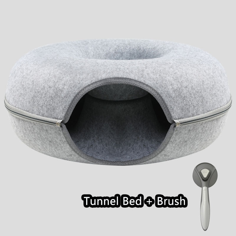 Donut Pet Cat Tunnel Interactive Play Toy Cat bed Dual Use Ferrets Rabbit Bed Tunnels Indoor Toys Cats House Kitten Training Toy