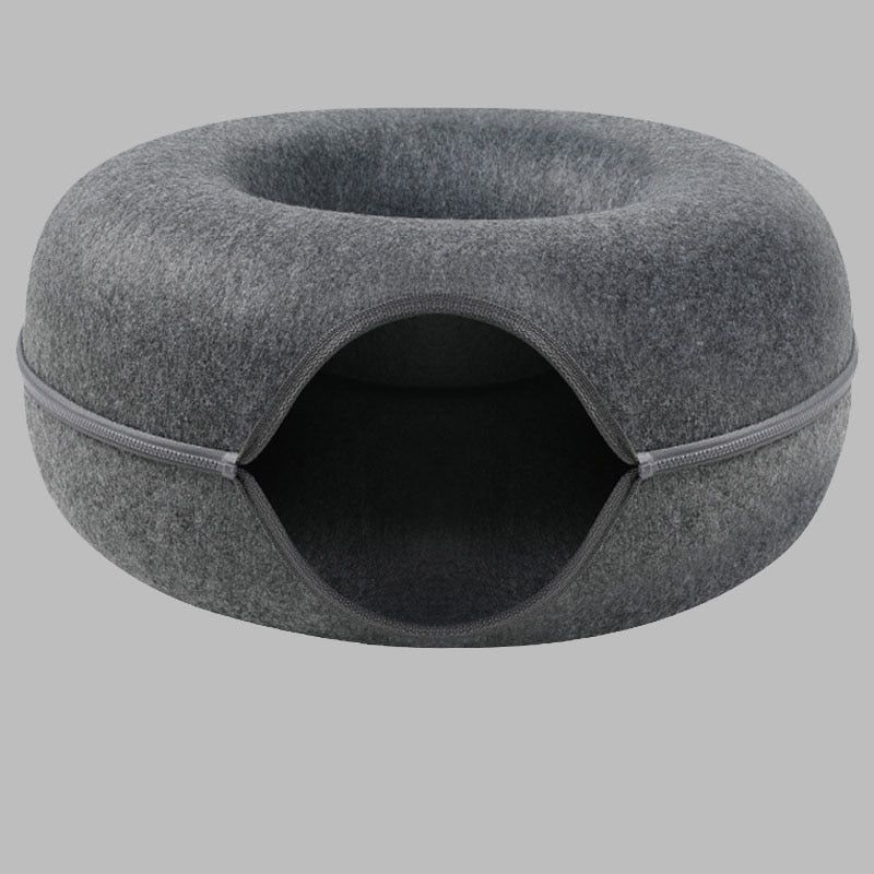 Donut Pet Cat Tunnel Interactive Play Toy Cat bed Dual Use Ferrets Rabbit Bed Tunnels Indoor Toys Cats House Kitten Training Toy