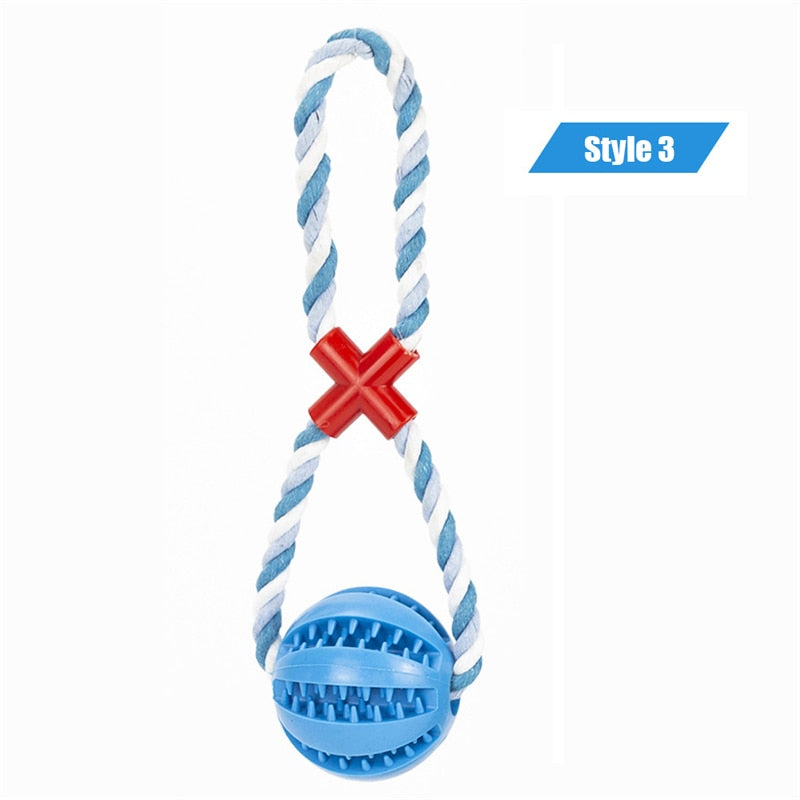 Dog Toys Treat Balls Interactive Hemp Rope Rubber Leaking Balls for Small Dogs Chewing Bite Resistant Toys Pet Tooth Cleaning