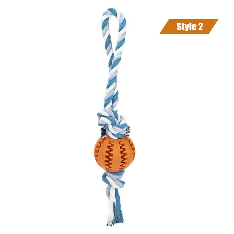 Dog Toys Treat Balls Interactive Hemp Rope Rubber Leaking Balls for Small Dogs Chewing Bite Resistant Toys Pet Tooth Cleaning