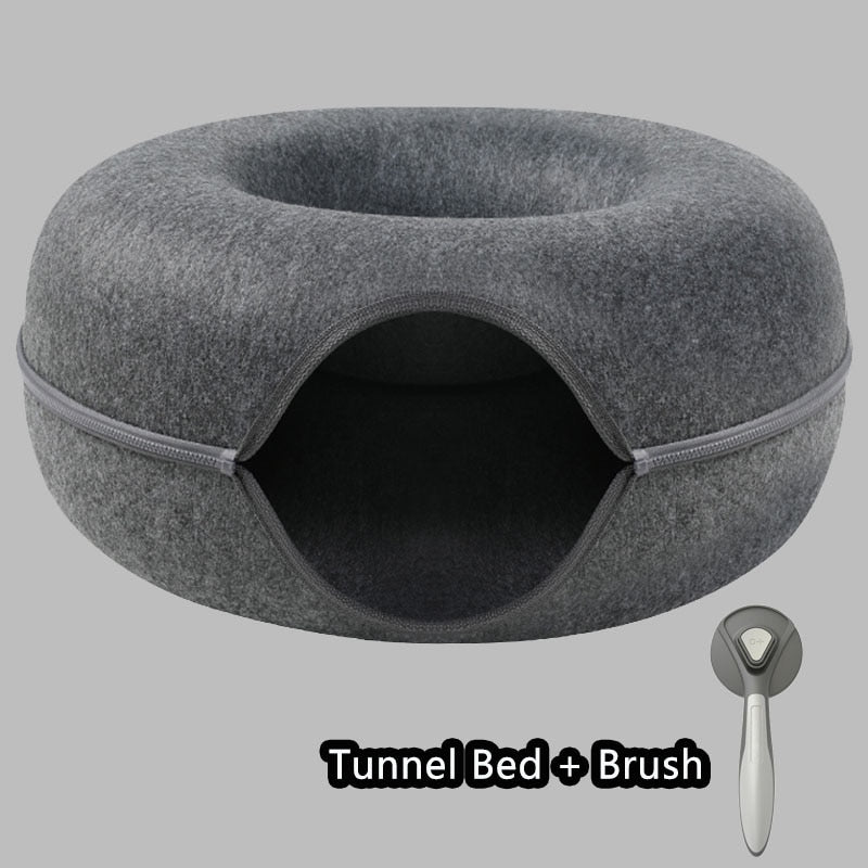 Donut Pet Cat Tunnel Interactive Play Toy Cat bed Dual Use Ferrets Rabbit Bed Tunnels Indoor Toys Cats House Kitten Training Toy