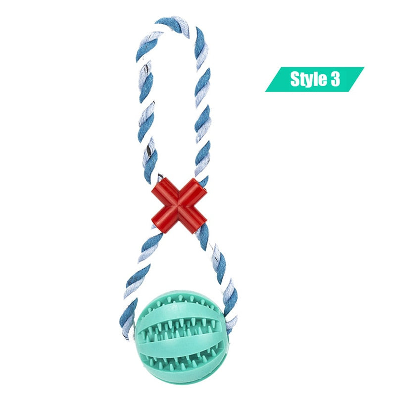 Dog Toys Treat Balls Interactive Hemp Rope Rubber Leaking Balls for Small Dogs Chewing Bite Resistant Toys Pet Tooth Cleaning